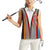 Venezuela Women Sleeveless Polo Shirt with Andean Multicolor Woven Textile Stripe Spirit