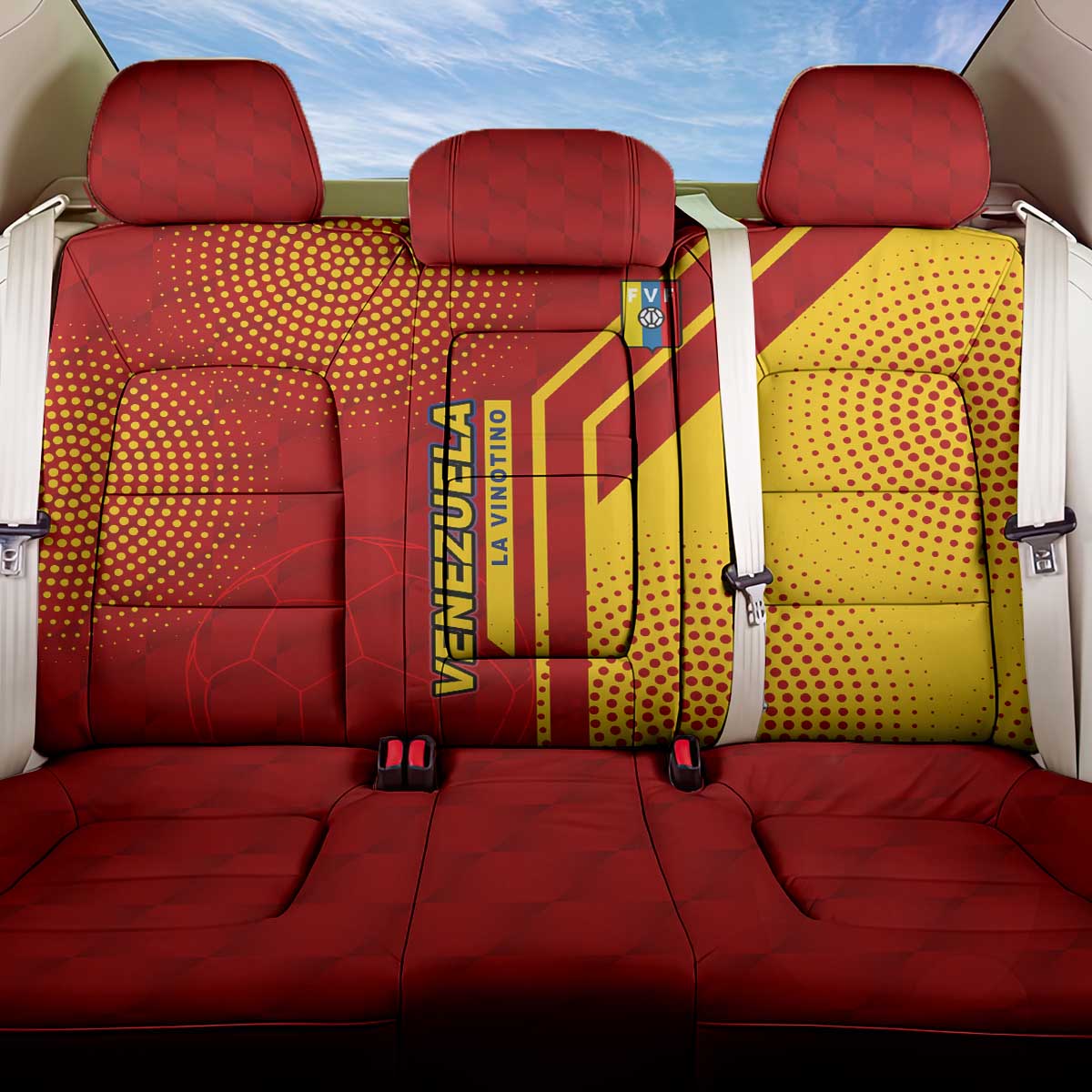 Venezuela Back Car Seat Cover with La Vinotinto Football Federation Red Yellow Spirit
