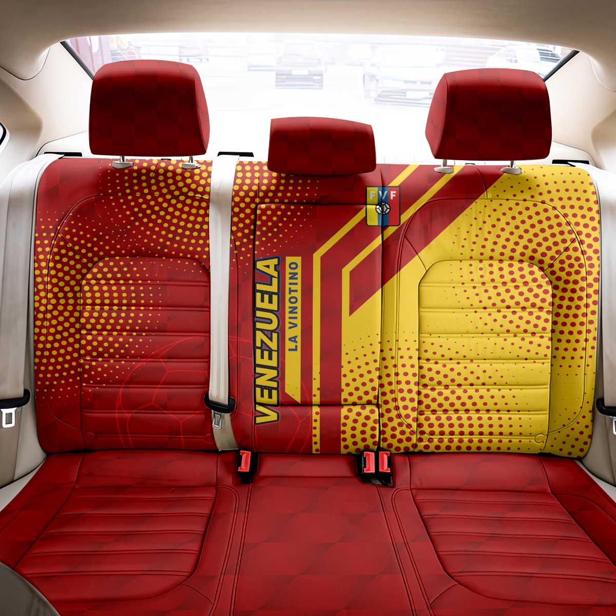 Venezuela Back Car Seat Cover with La Vinotinto Football Federation Red Yellow Spirit