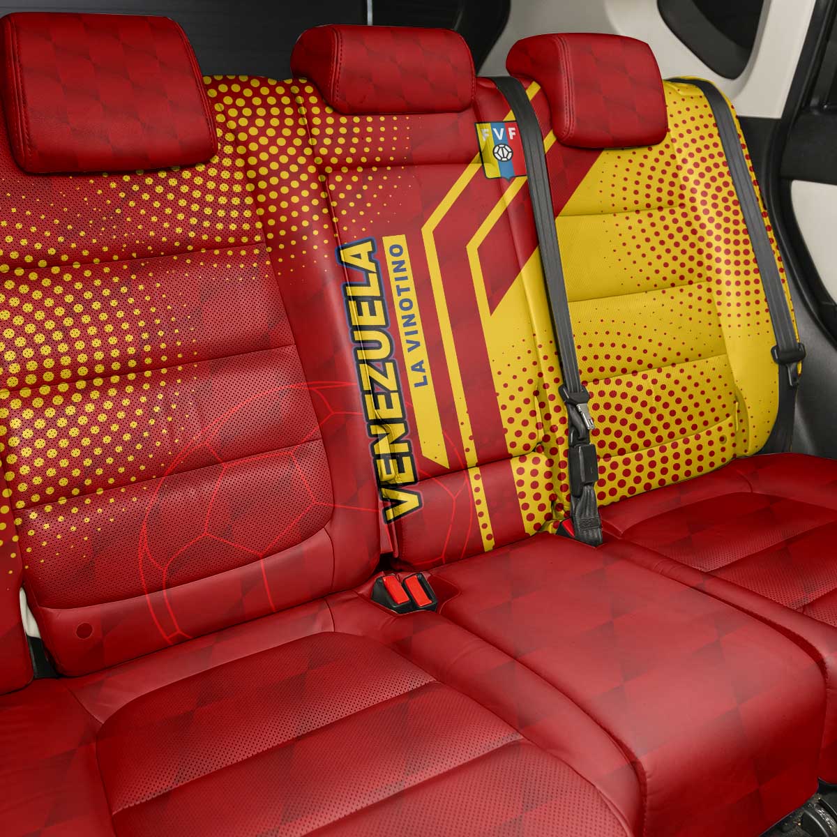 Venezuela Back Car Seat Cover with La Vinotinto Football Federation Red Yellow Spirit