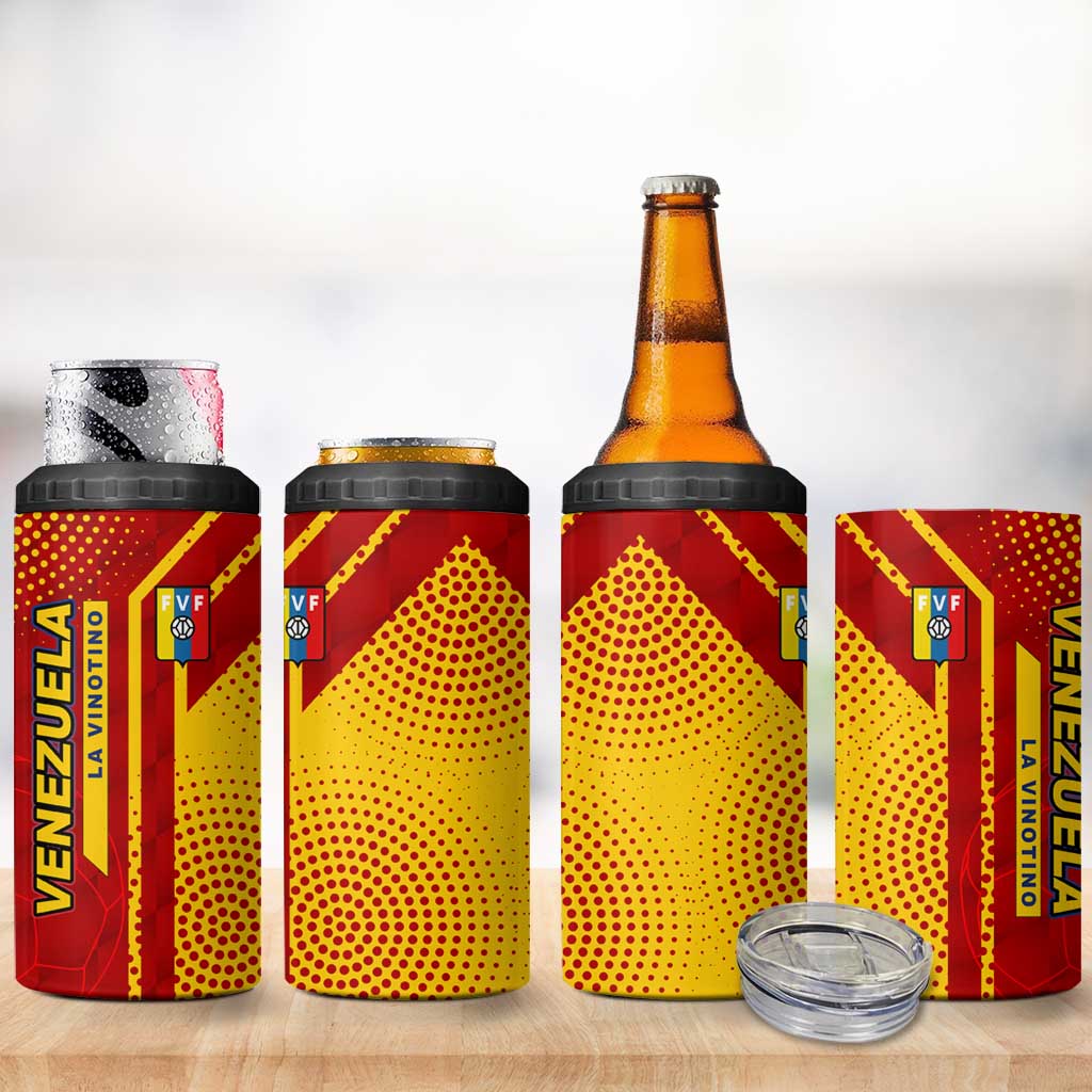 Venezuela 4 in 1 Can Cooler Tumbler with La Vinotinto Football Federation Red Yellow Spirit