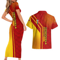 Venezuela Couples Matching Short Sleeve Bodycon Dress and Hawaiian Shirt with La Vinotinto Football Federation Red Yellow Spirit