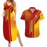 Venezuela Couples Matching Summer Maxi Dress and Hawaiian Shirt with La Vinotinto Football Federation Red Yellow Spirit