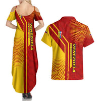 Venezuela Couples Matching Summer Maxi Dress and Hawaiian Shirt with La Vinotinto Football Federation Red Yellow Spirit