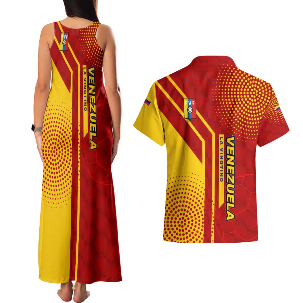 Venezuela Couples Matching Tank Maxi Dress and Hawaiian Shirt with La Vinotinto Football Federation Red Yellow Spirit