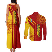 Venezuela Couples Matching Tank Maxi Dress and Long Sleeve Button Shirt with La Vinotinto Football Federation Red Yellow Spirit
