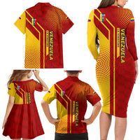 Venezuela Family Matching Long Sleeve Bodycon Dress and Hawaiian Shirt with La Vinotinto Football Federation Red Yellow Spirit
