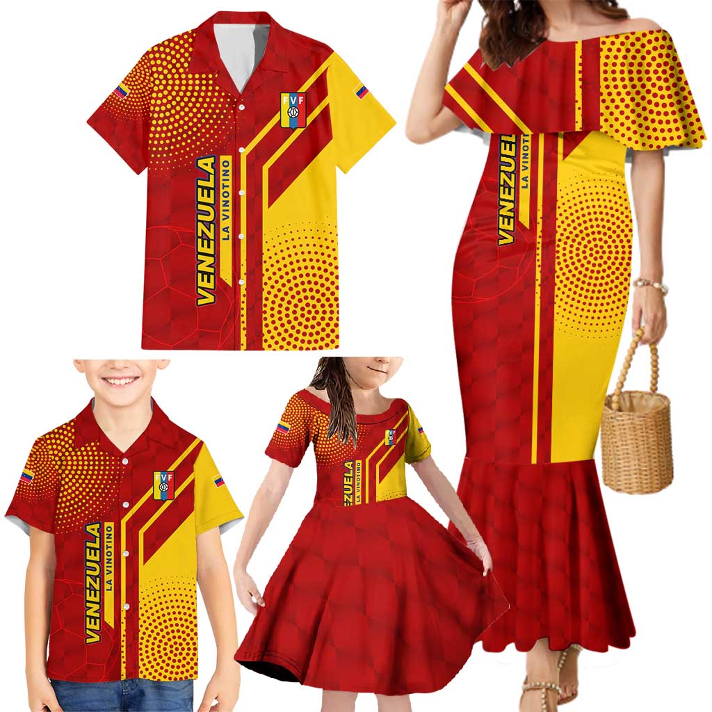 Venezuela Family Matching Mermaid Dress and Hawaiian Shirt with La Vinotinto Football Federation Red Yellow Spirit