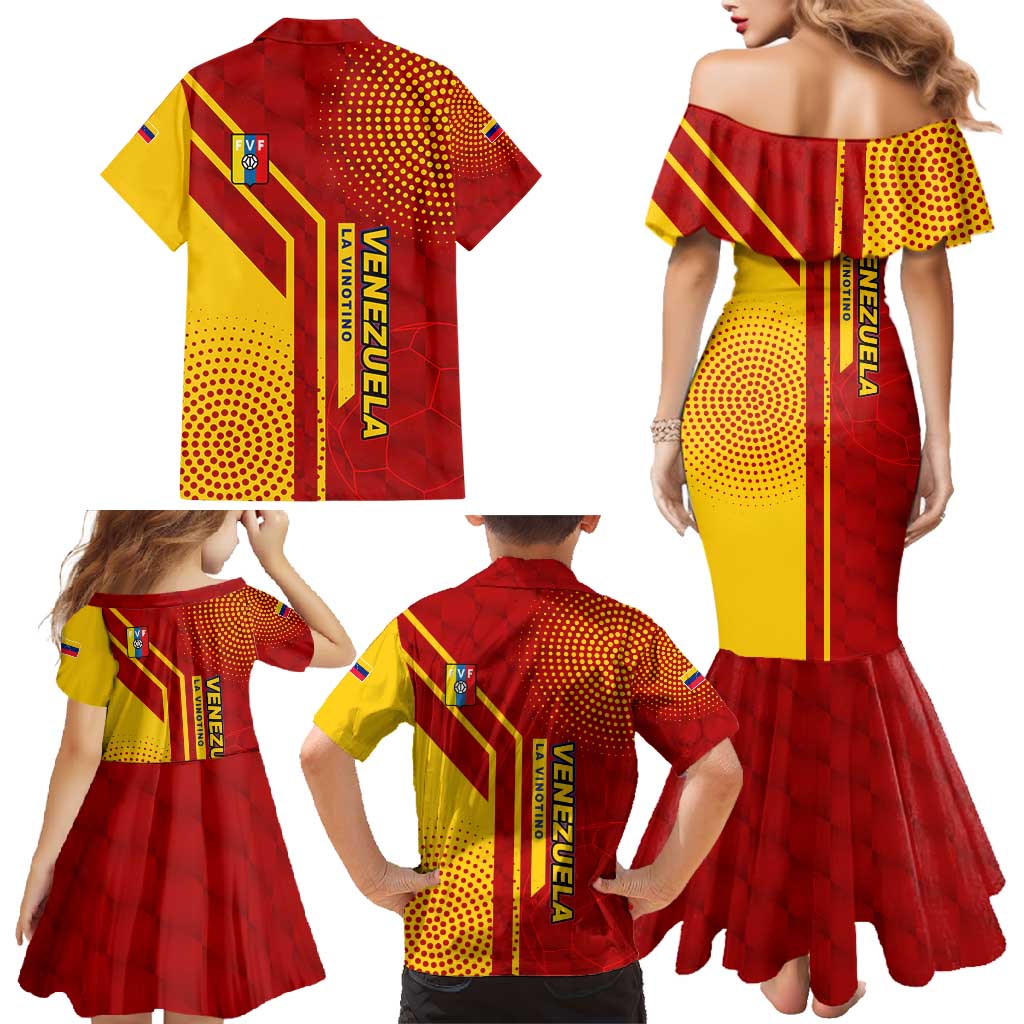 Venezuela Family Matching Mermaid Dress and Hawaiian Shirt with La Vinotinto Football Federation Red Yellow Spirit