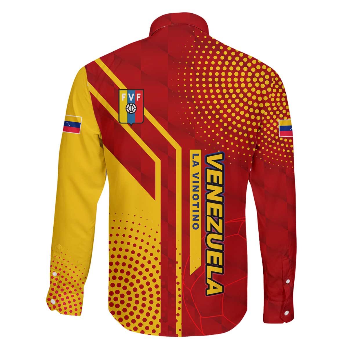 Venezuela Family Matching Off The Shoulder Long Sleeve Dress and Hawaiian Shirt with La Vinotinto Football Federation Red Yellow Spirit