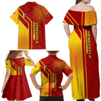 Venezuela Family Matching Off Shoulder Maxi Dress and Hawaiian Shirt with La Vinotinto Football Federation Red Yellow Spirit