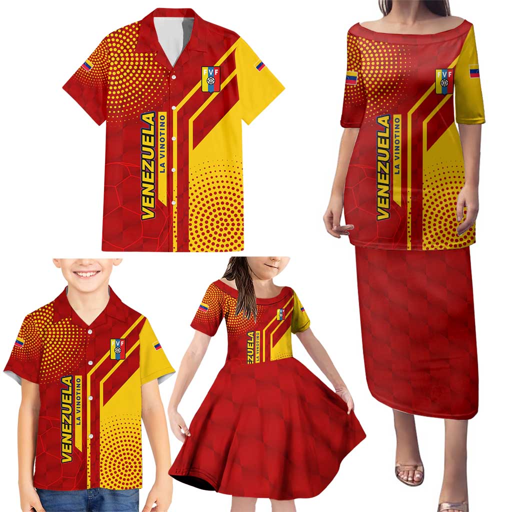 Venezuela Family Matching Puletasi and Hawaiian Shirt with La Vinotinto Football Federation Red Yellow Spirit