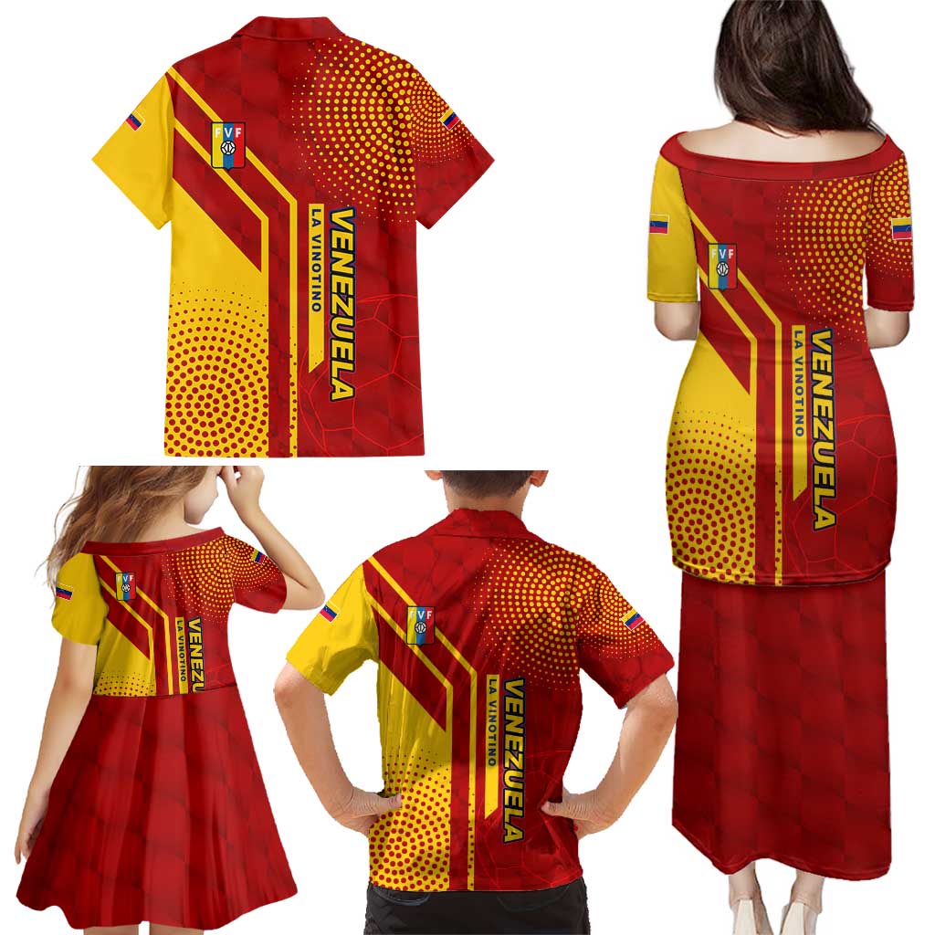 Venezuela Family Matching Puletasi and Hawaiian Shirt with La Vinotinto Football Federation Red Yellow Spirit