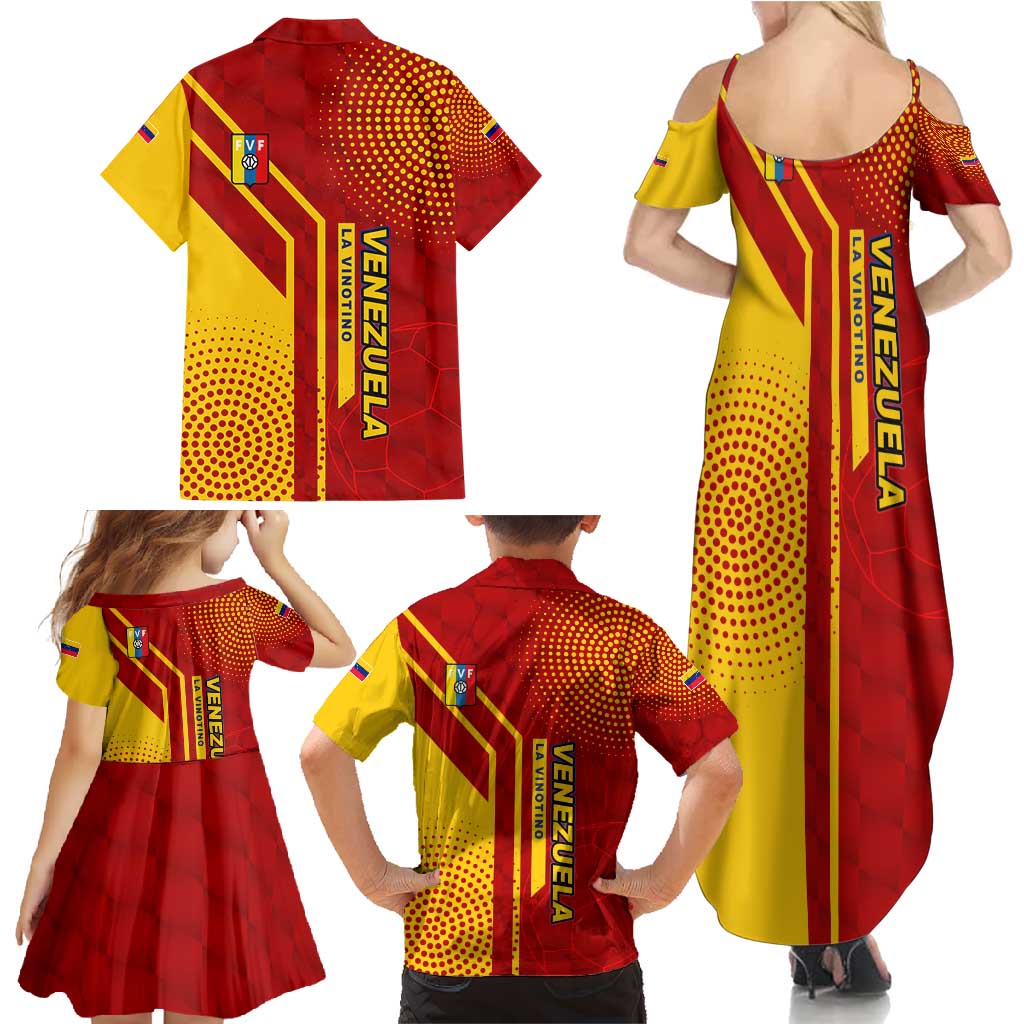 Venezuela Family Matching Summer Maxi Dress and Hawaiian Shirt with La Vinotinto Football Federation Red Yellow Spirit