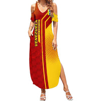 Venezuela Family Matching Summer Maxi Dress and Hawaiian Shirt with La Vinotinto Football Federation Red Yellow Spirit