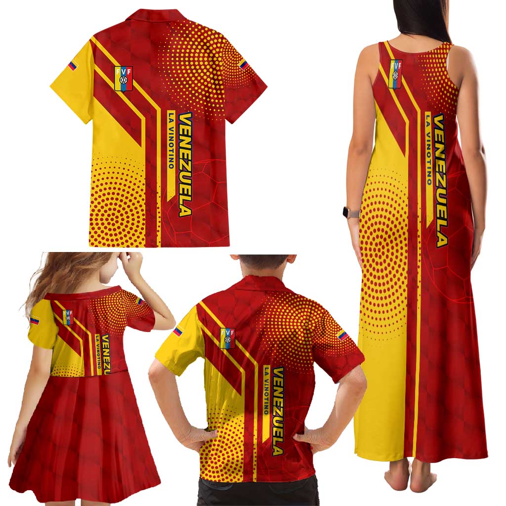 Venezuela Family Matching Tank Maxi Dress and Hawaiian Shirt with La Vinotinto Football Federation Red Yellow Spirit