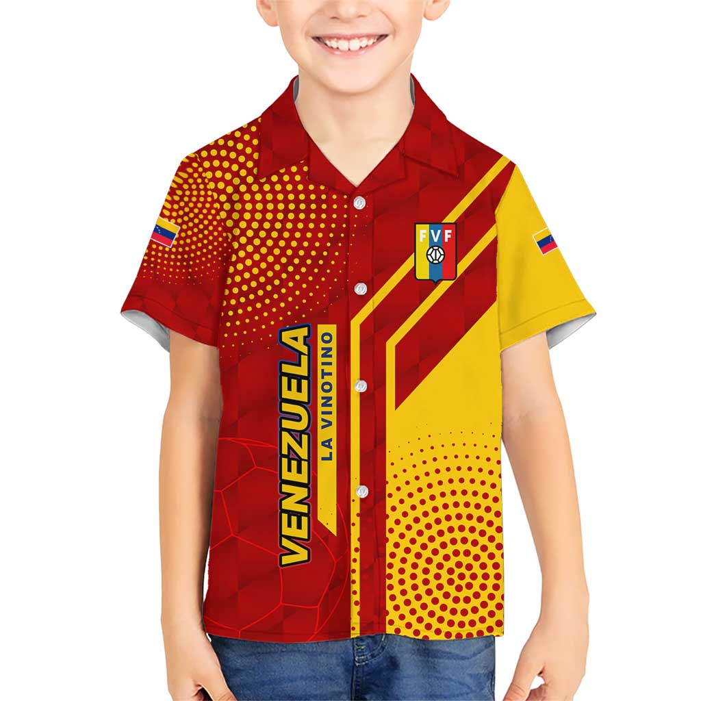 Venezuela Kid Hawaiian Shirt with La Vinotinto Football Federation Red Yellow Spirit