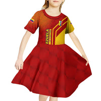 Venezuela Kid Short Sleeve Dress with La Vinotinto Football Federation Red Yellow Spirit