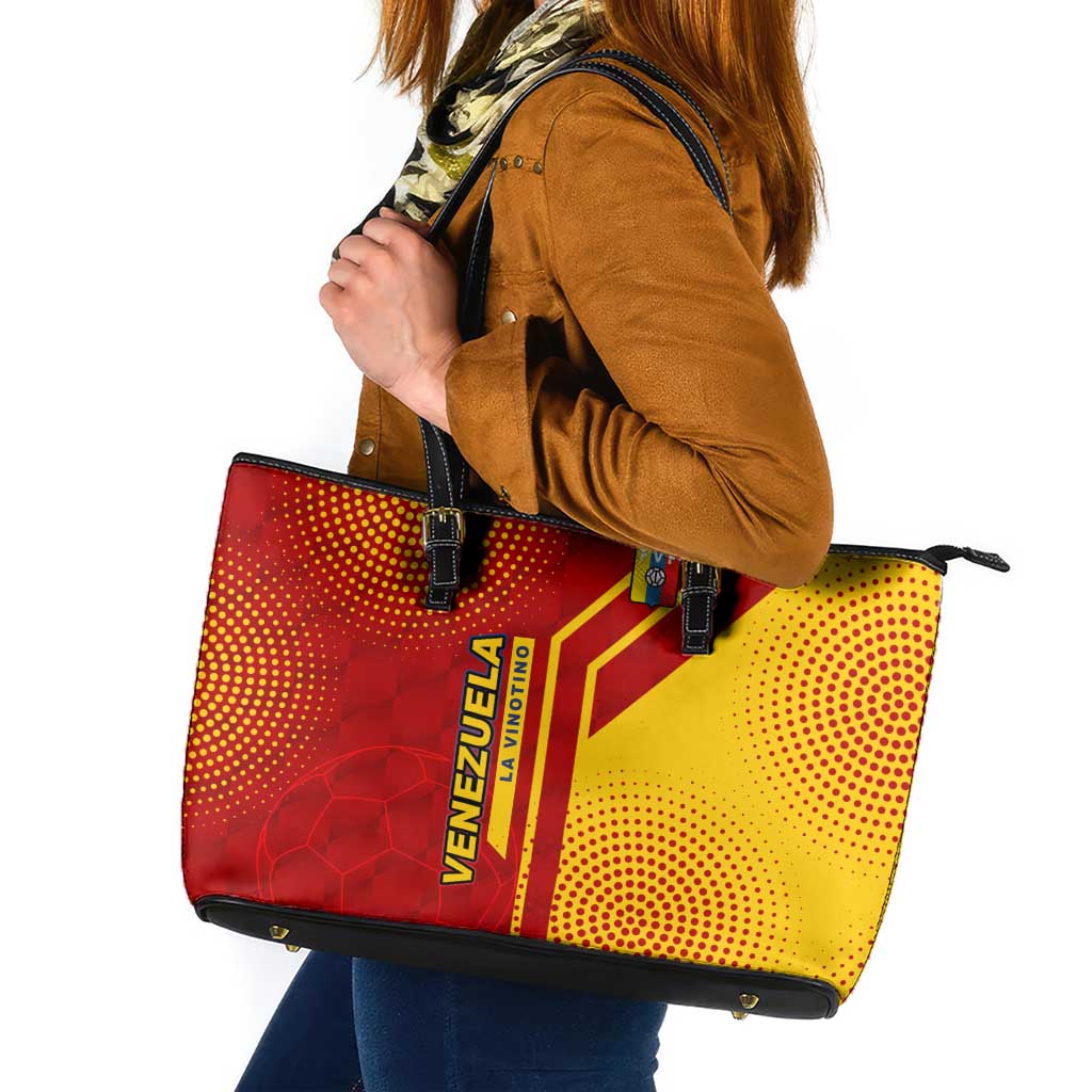 Venezuela Leather Tote Bag with La Vinotinto Football Federation Red Yellow Spirit