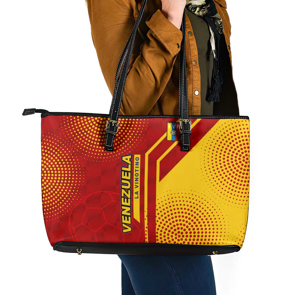 Venezuela Leather Tote Bag with La Vinotinto Football Federation Red Yellow Spirit