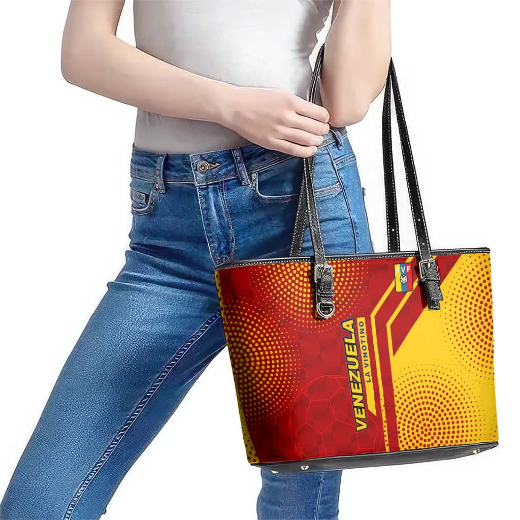 Venezuela Leather Tote Bag with La Vinotinto Football Federation Red Yellow Spirit