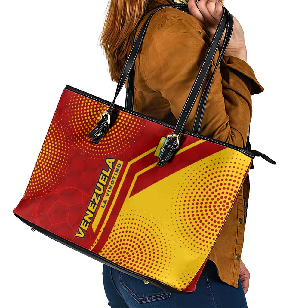 Venezuela Leather Tote Bag with La Vinotinto Football Federation Red Yellow Spirit