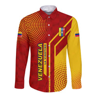 Venezuela Long Sleeve Button Shirt with La Vinotinto Football Federation Red Yellow Spirit