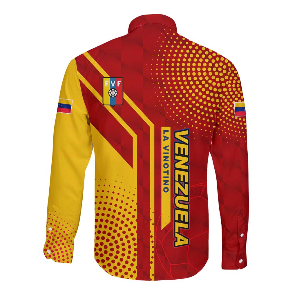 Venezuela Long Sleeve Button Shirt with La Vinotinto Football Federation Red Yellow Spirit