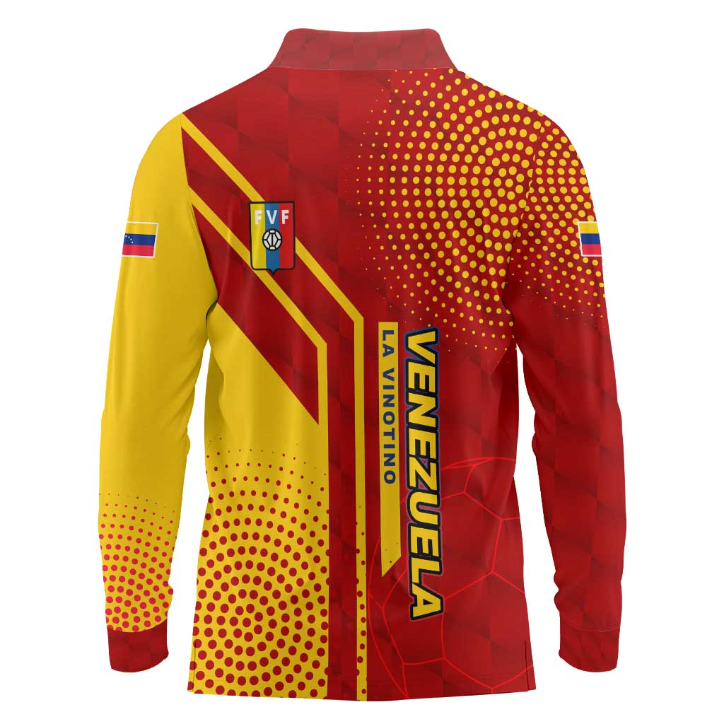 Venezuela Long Sleeve Polo Shirt with La Vinotinto Football Federation Red Yellow Spirit