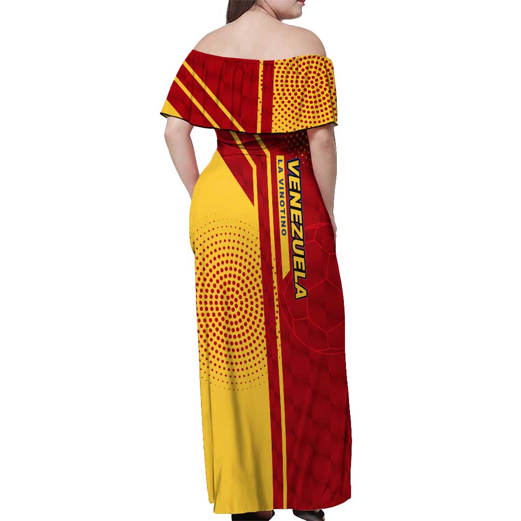 Venezuela Off Shoulder Maxi Dress with La Vinotinto Football Federation Red Yellow Spirit