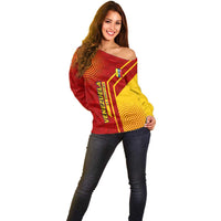 Venezuela Off Shoulder Sweater with La Vinotinto Football Federation Red Yellow Spirit