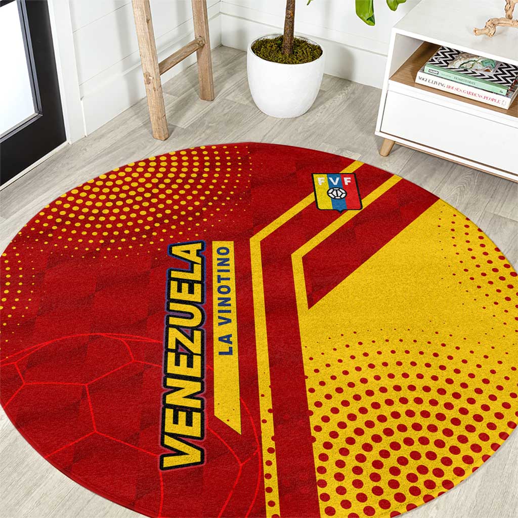 Venezuela Round Carpet with La Vinotinto Football Federation Red Yellow Spirit