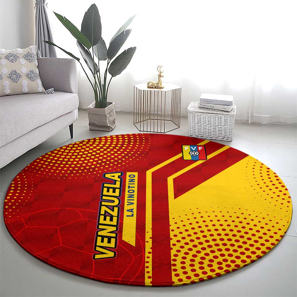 Venezuela Round Carpet with La Vinotinto Football Federation Red Yellow Spirit