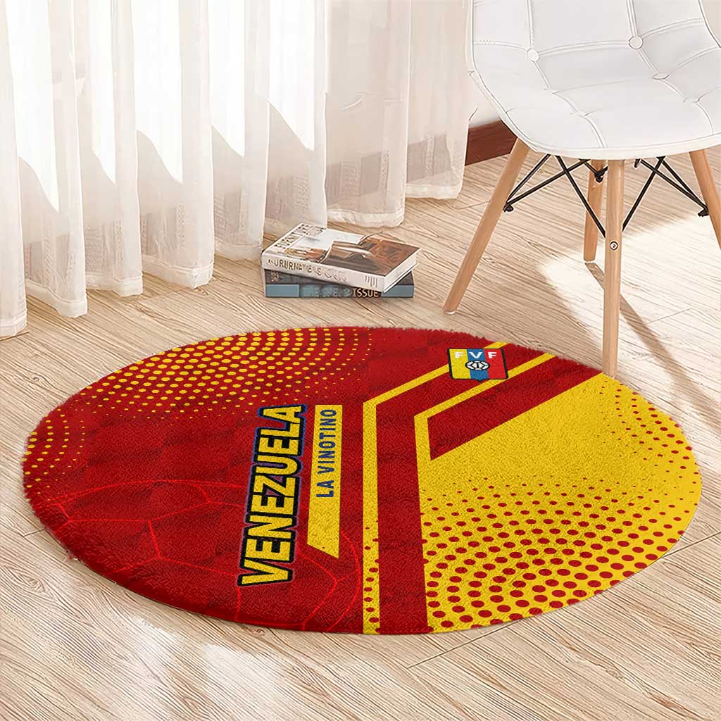 Venezuela Round Carpet with La Vinotinto Football Federation Red Yellow Spirit