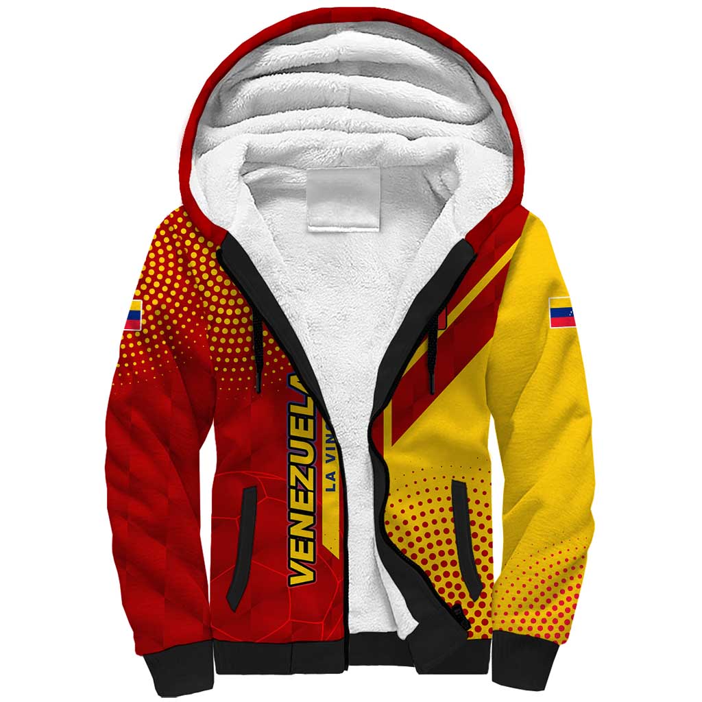 Venezuela Sherpa Hoodie with La Vinotinto Football Federation Red Yellow Spirit