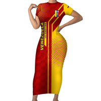 Venezuela Short Sleeve Bodycon Dress with La Vinotinto Football Federation Red Yellow Spirit
