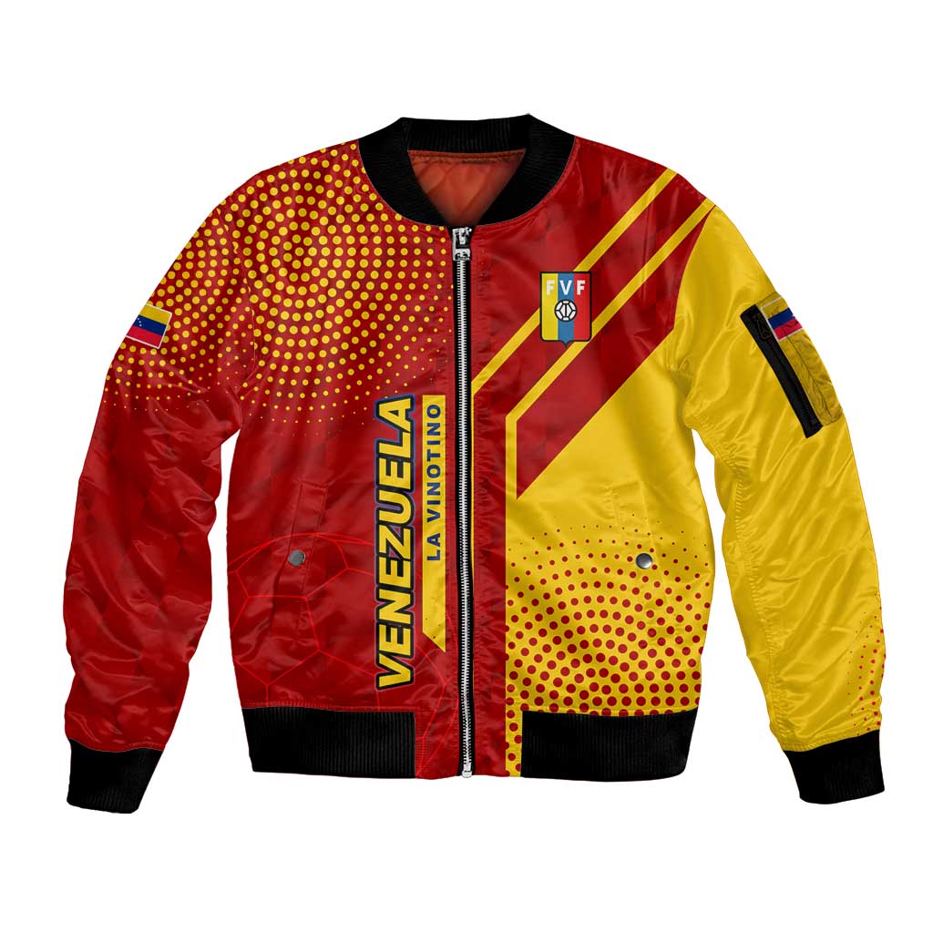 Venezuela Sleeve Zip Bomber Jacket with La Vinotinto Football Federation Red Yellow Spirit