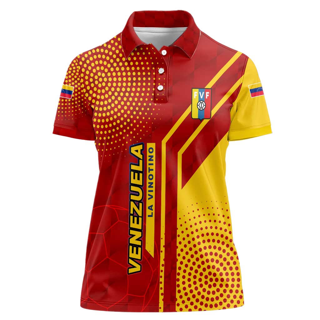 Venezuela Women Polo Shirt with La Vinotinto Football Federation Red Yellow Spirit