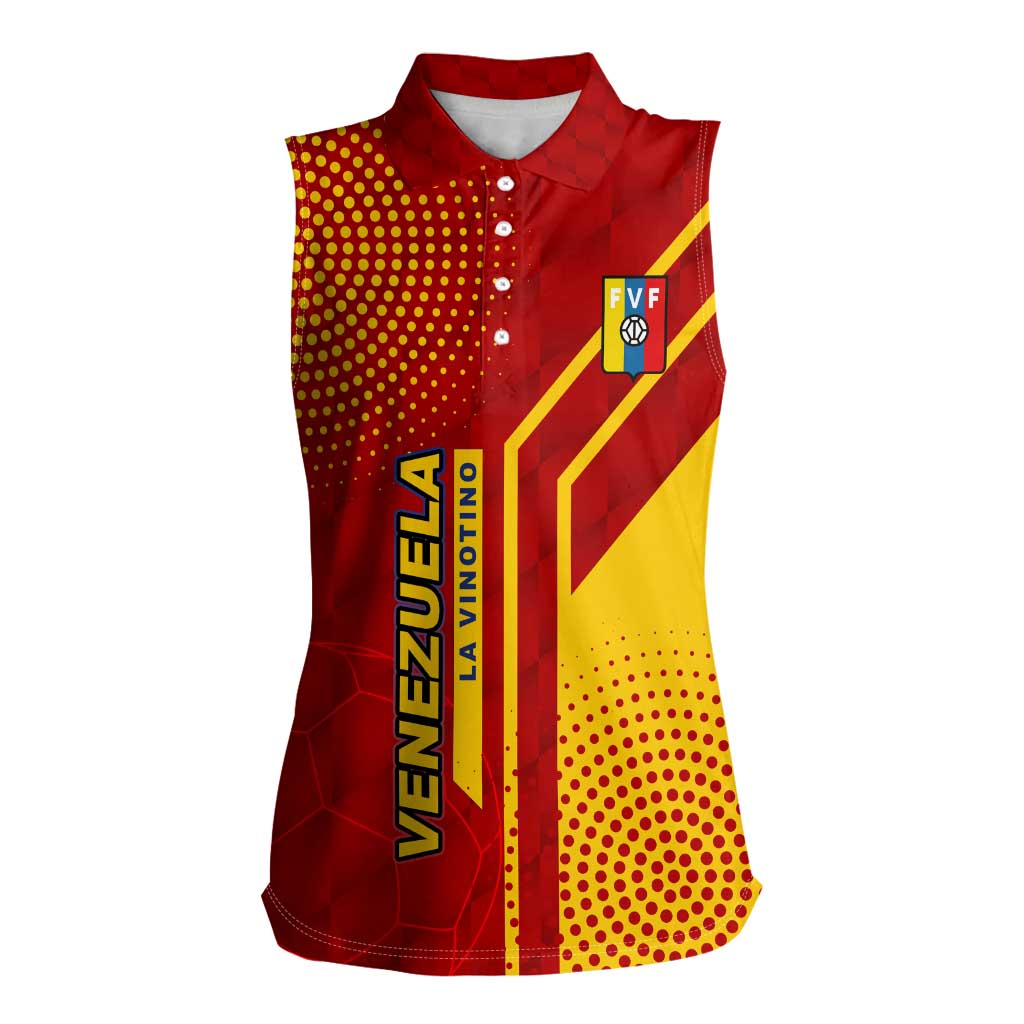 Venezuela Women Sleeveless Polo Shirt with La Vinotinto Football Federation Red Yellow Spirit