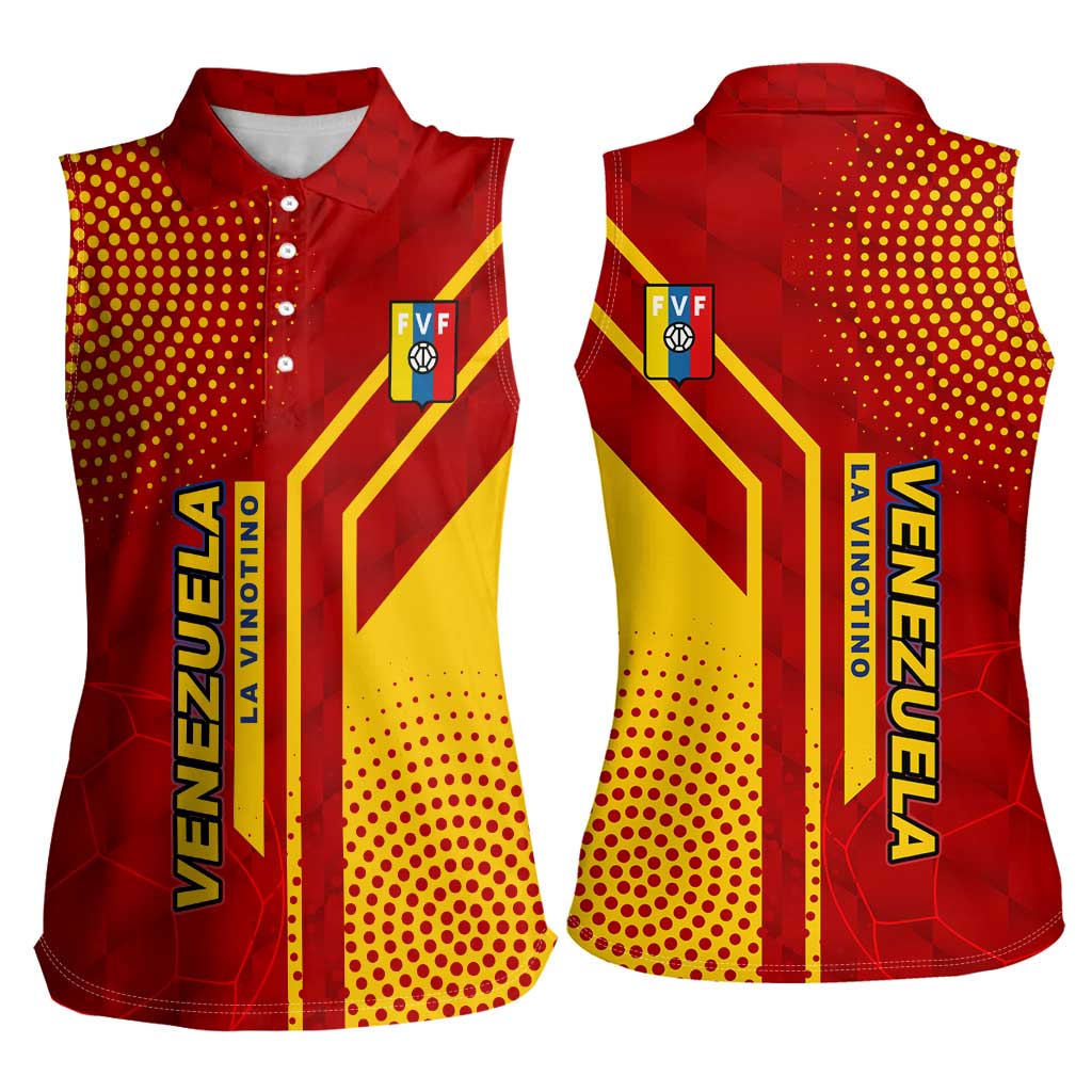 Venezuela Women Sleeveless Polo Shirt with La Vinotinto Football Federation Red Yellow Spirit