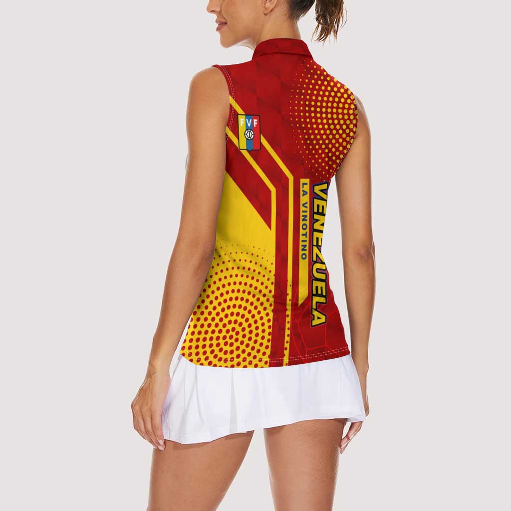 Venezuela Women Sleeveless Polo Shirt with La Vinotinto Football Federation Red Yellow Spirit