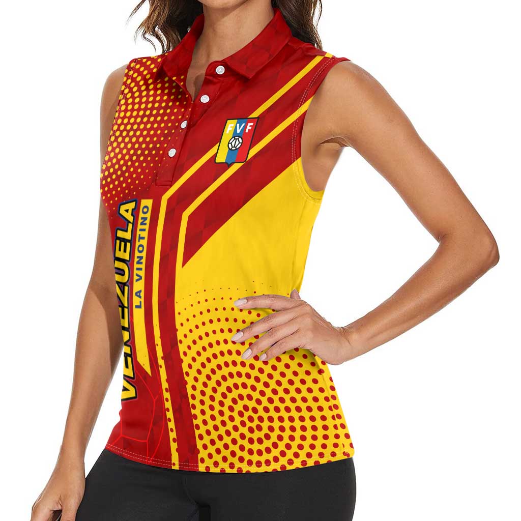 Venezuela Women Sleeveless Polo Shirt with La Vinotinto Football Federation Red Yellow Spirit