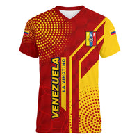 Venezuela Women V-Neck T-Shirt with La Vinotinto Football Federation Red Yellow Spirit