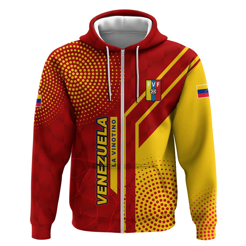 Venezuela Zip Hoodie with La Vinotinto Football Federation Red Yellow Spirit