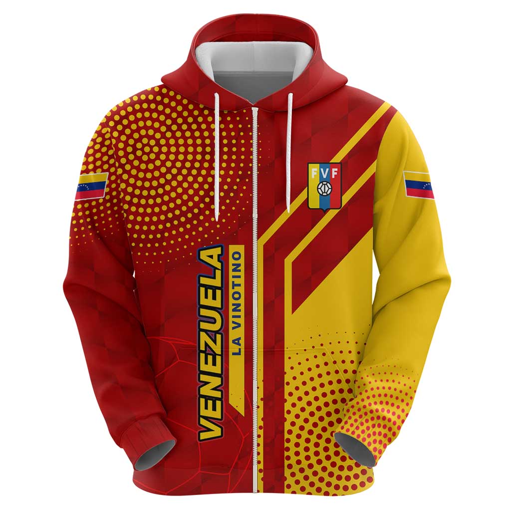 Venezuela Zip Hoodie with La Vinotinto Football Federation Red Yellow Spirit
