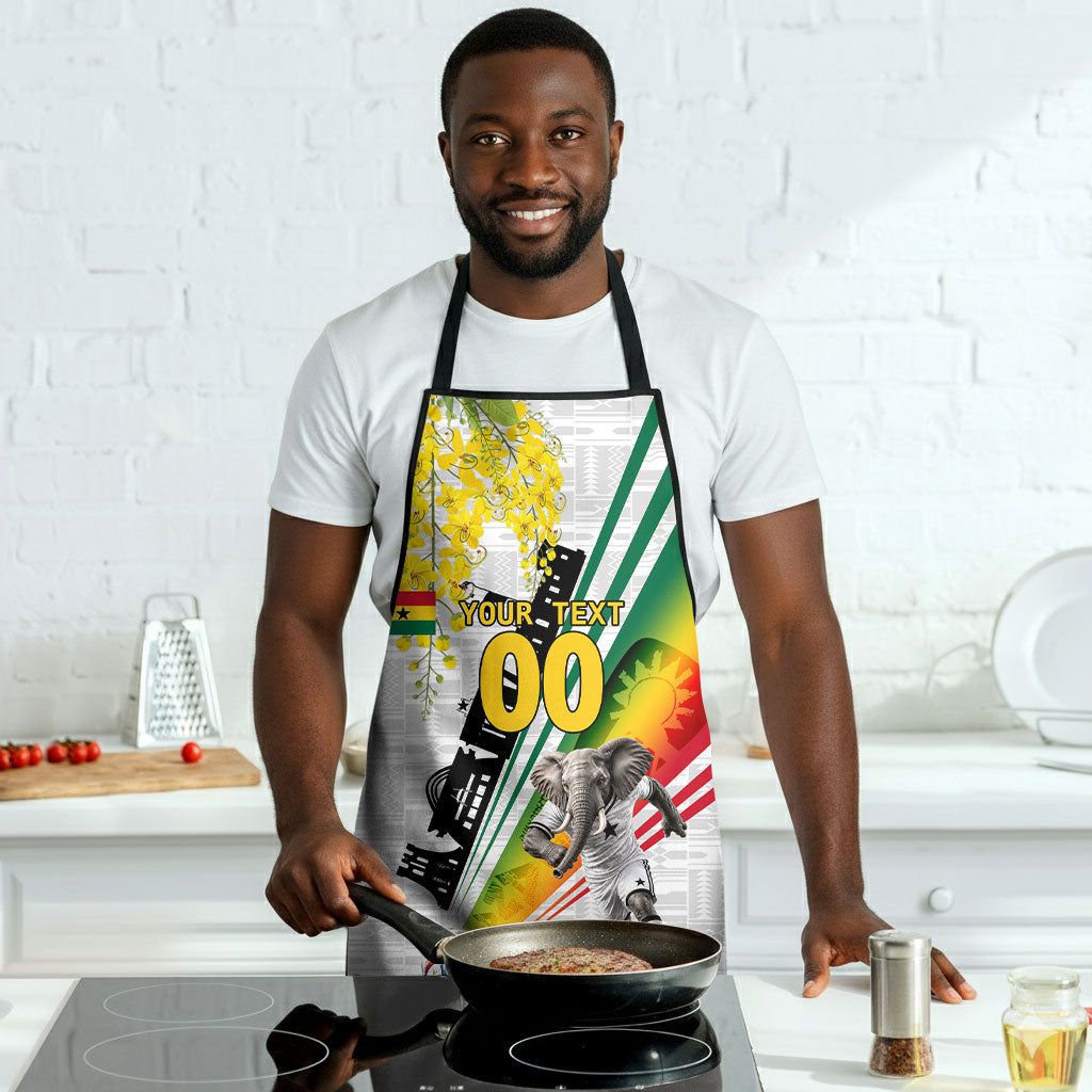 Personalized Ghana Soccer Elephant Apron Ghana Flag Kente Football Player - Cassia Fistula Flower