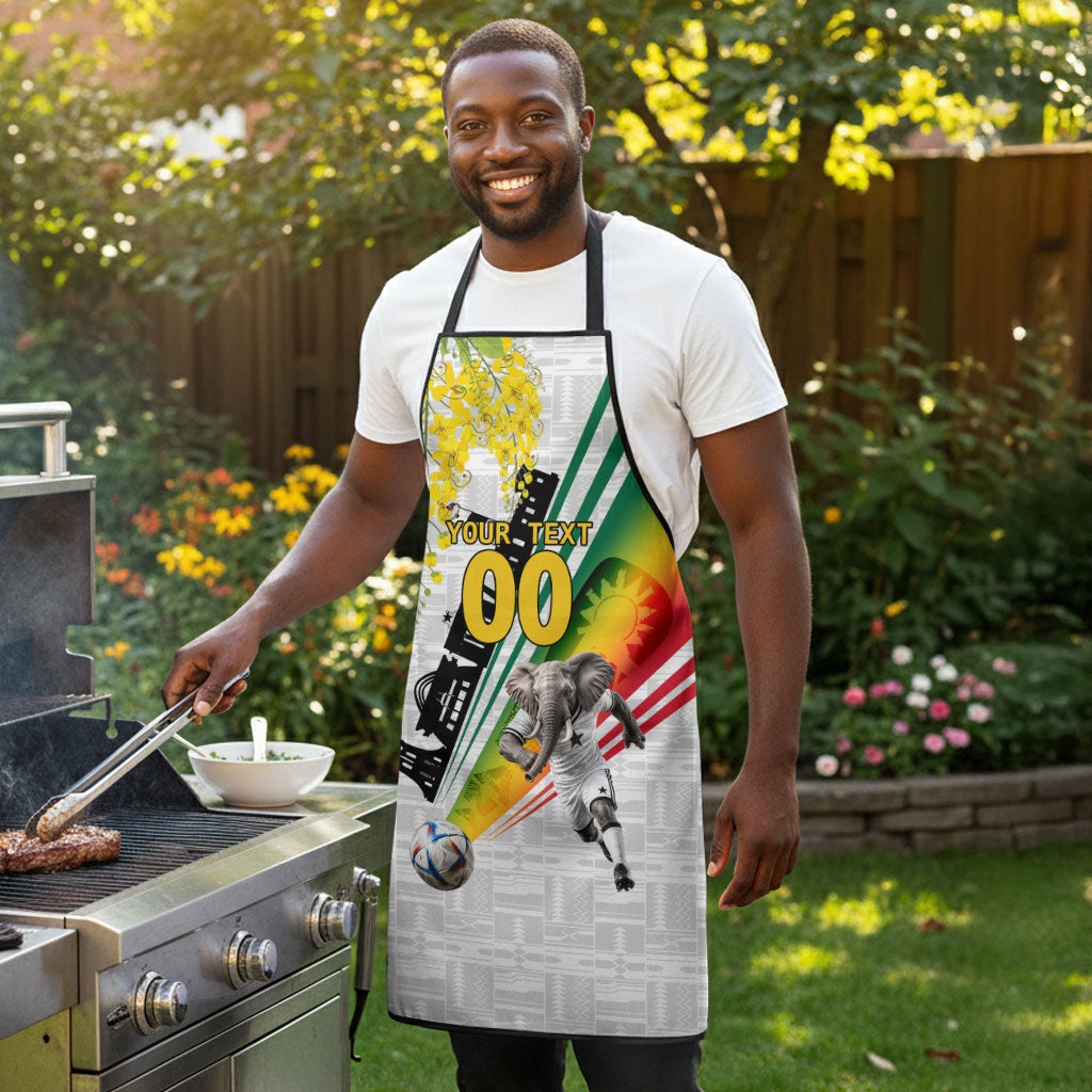 Personalized Ghana Soccer Elephant Apron Ghana Flag Kente Football Player - Cassia Fistula Flower