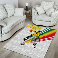 Personalized Ghana Soccer Elephant Area Rug Ghana Flag Kente Football Player - Cassia Fistula Flower