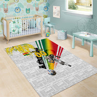 Personalized Ghana Soccer Elephant Area Rug Ghana Flag Kente Football Player - Cassia Fistula Flower