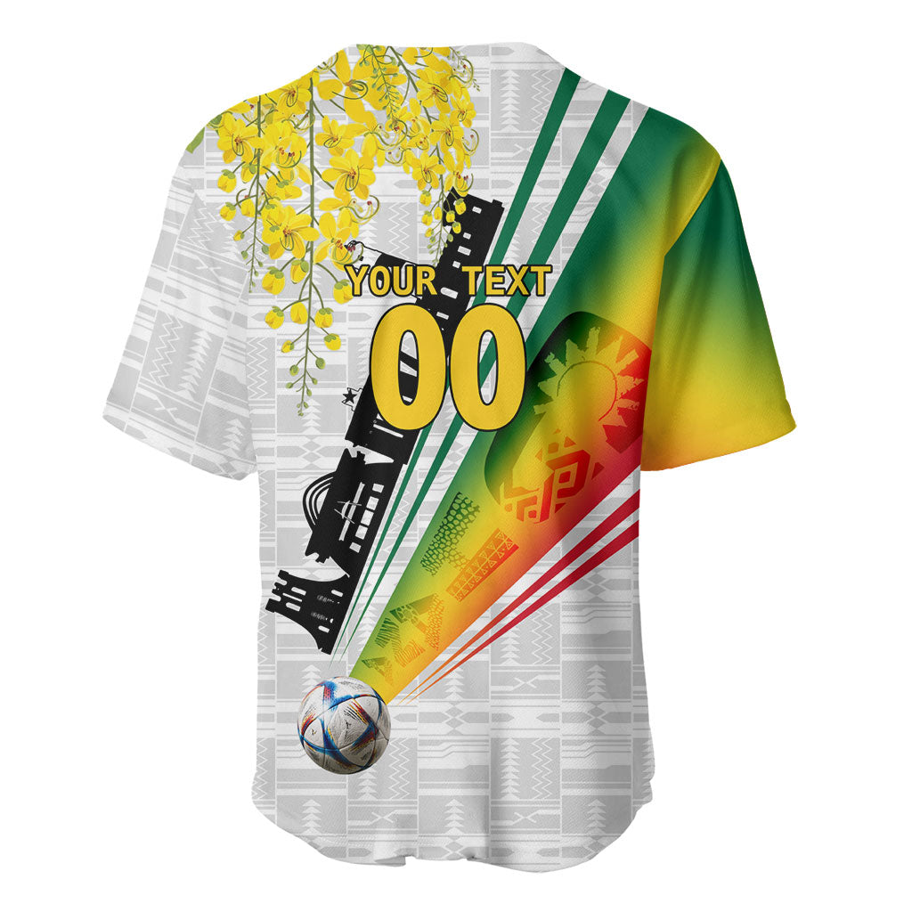 Personalized Ghana Soccer Elephant Baseball Jersey Ghana Flag Kente Football Player - Cassia Fistula Flower